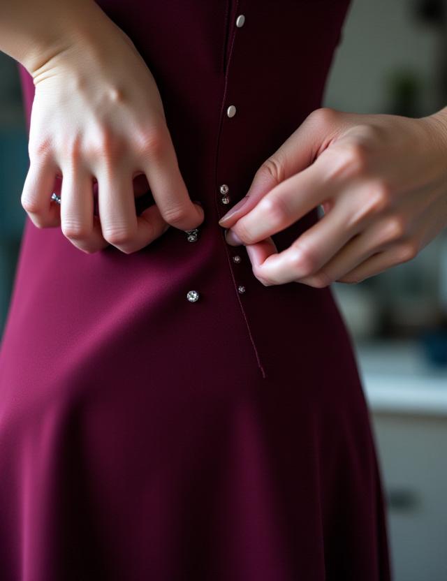 Close up of luxury fabric being pinned on a mannequin