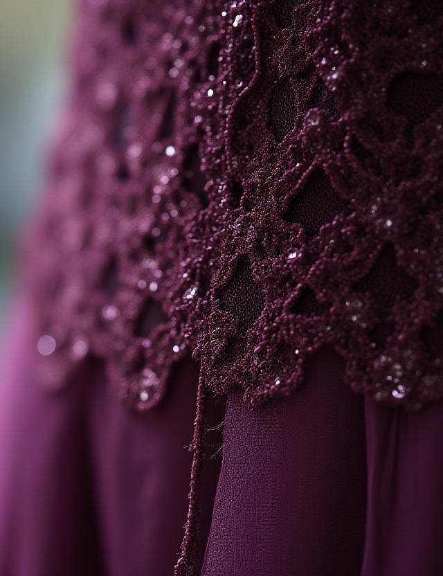Close up of luxury gown fabric textures